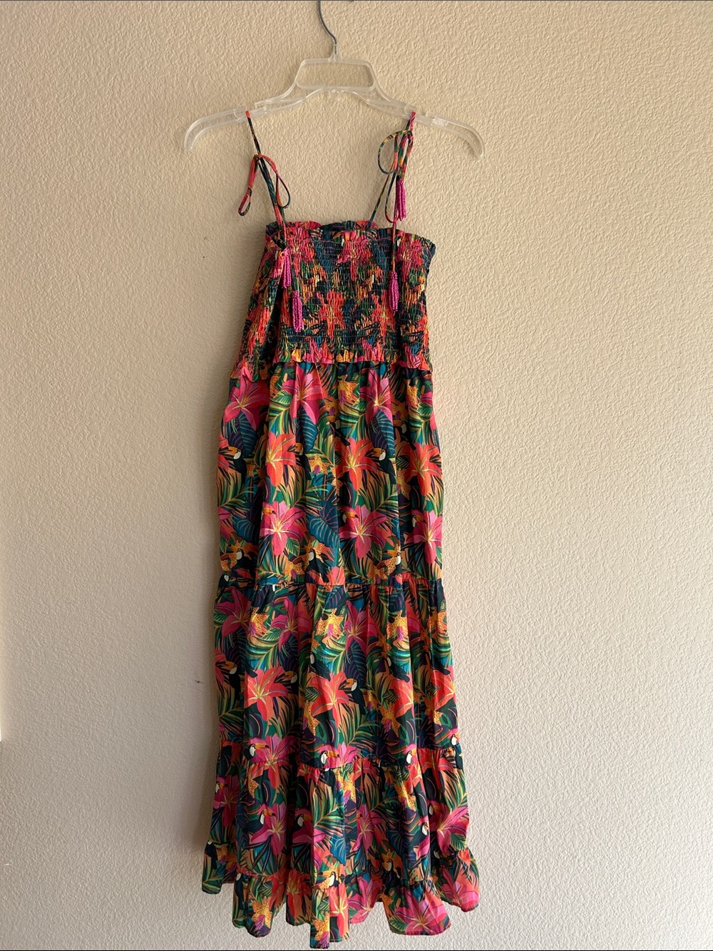 Anthropologie farm rio cover up- midi dressMulticolor Beaded Tropical Print 
S - Picture 4 of 8
